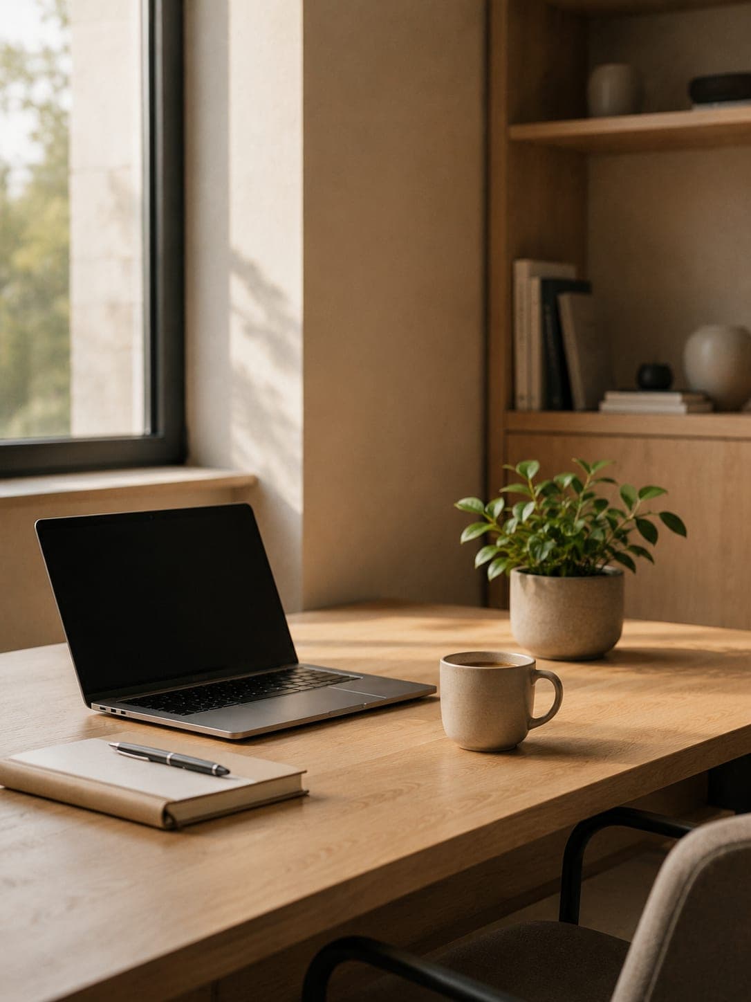 Calm, ordered workspace — operations without friction