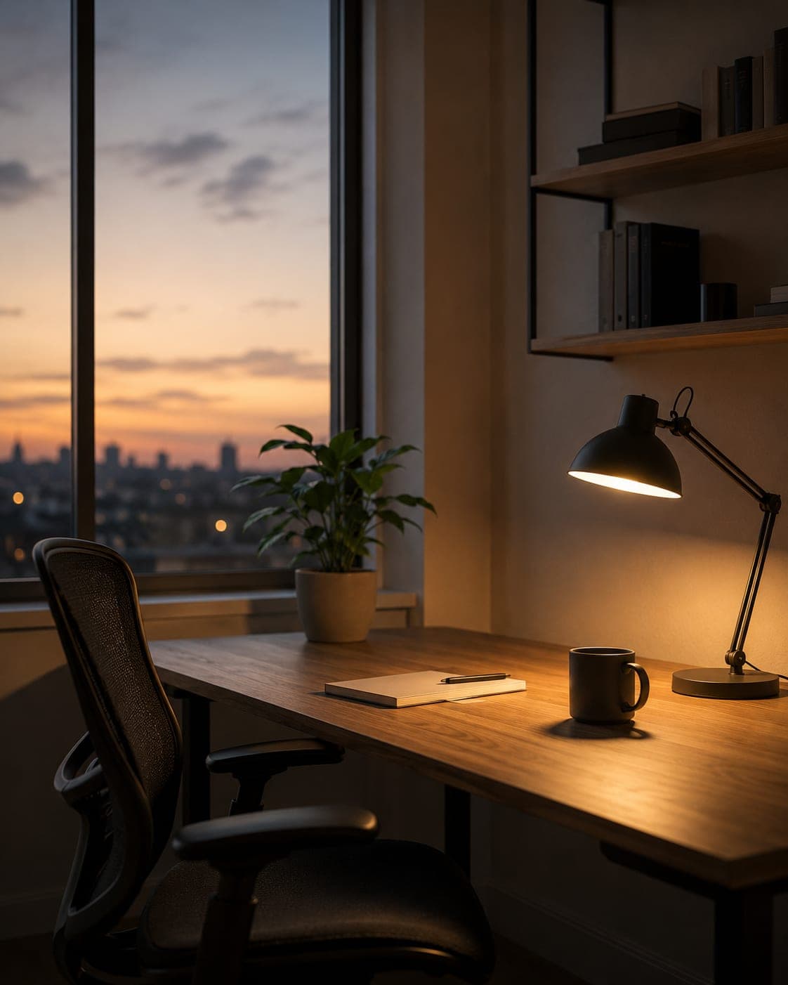 Workstation at dusk