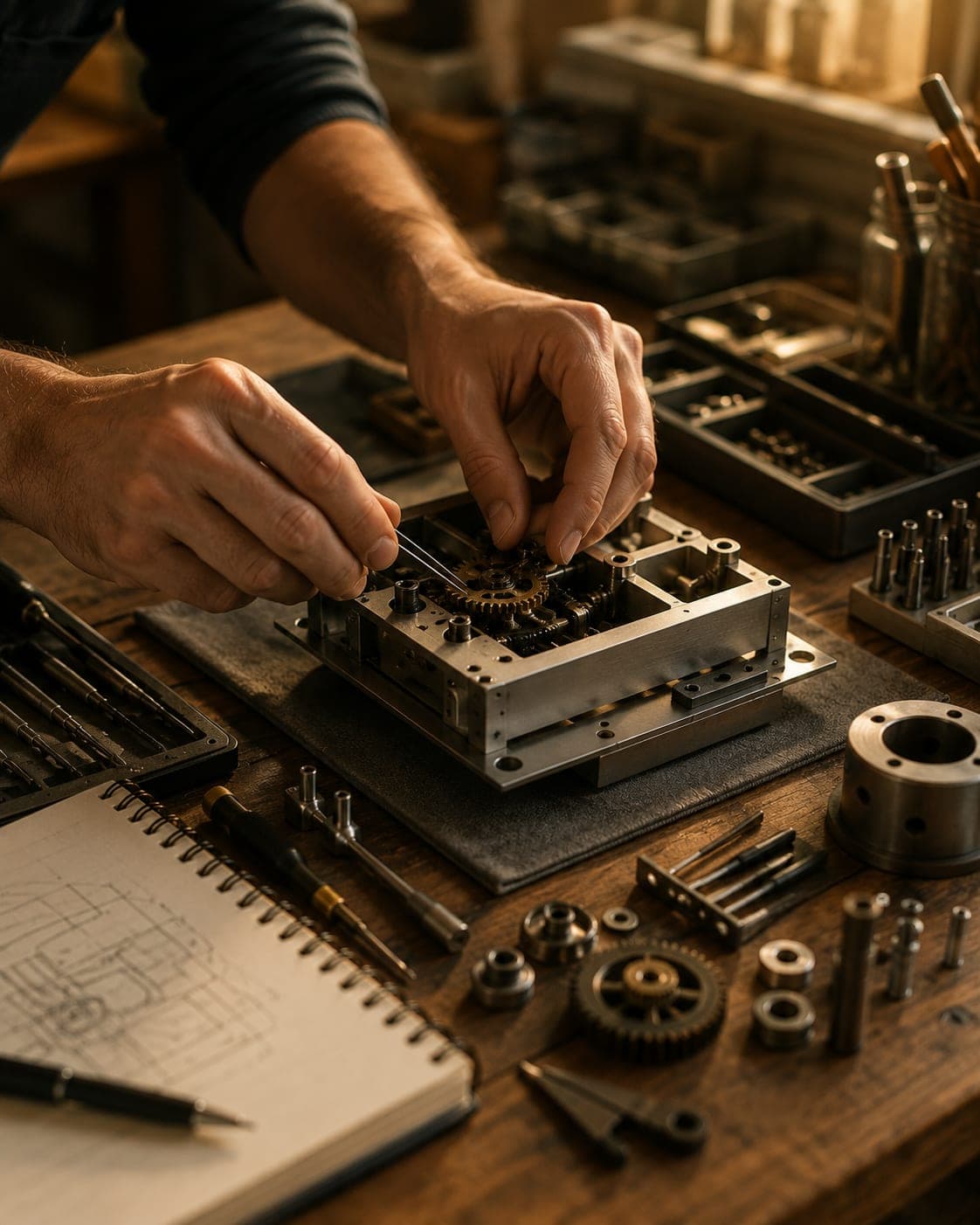 Engineering in progress on the workbench